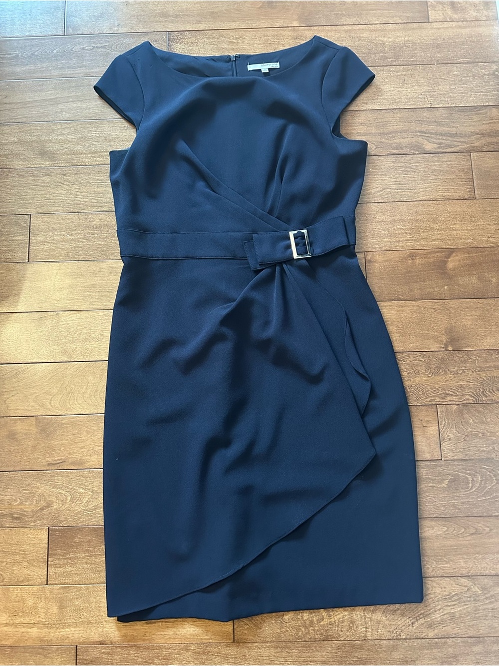 Women’s Studio One Navy Sheath Dress with Belt Detail